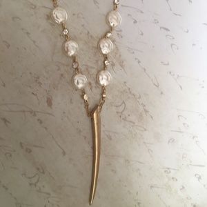 CHRISTA STEPHEN Long Gold Horn Charm Necklace
